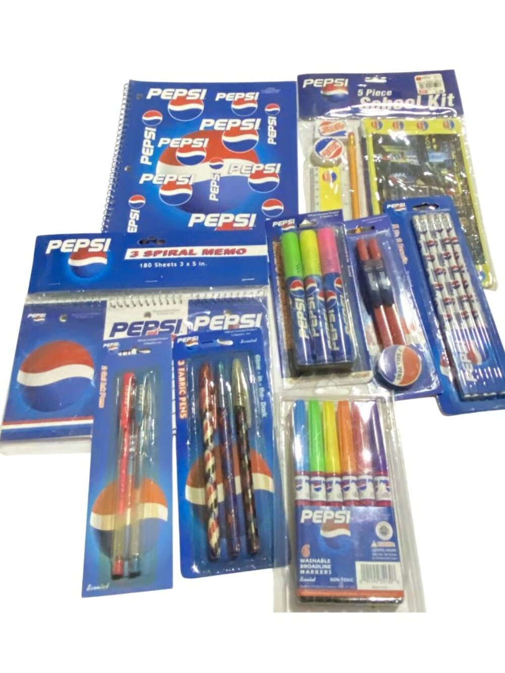 Pepsi Branded School Office Supplies Set Notebook Pens Highlighters Vintage